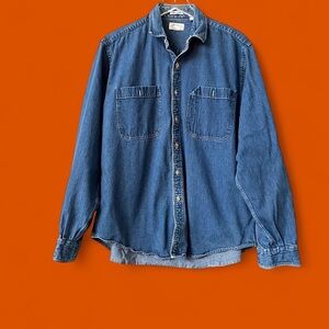 70s Heavy Denim Buttondown Chore Work Shirt